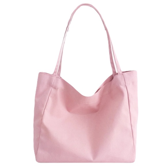 Boheme Handbags - New Cotton Candy Pink Minimalist Large Capacity Canvas Double Handle Tote Bag